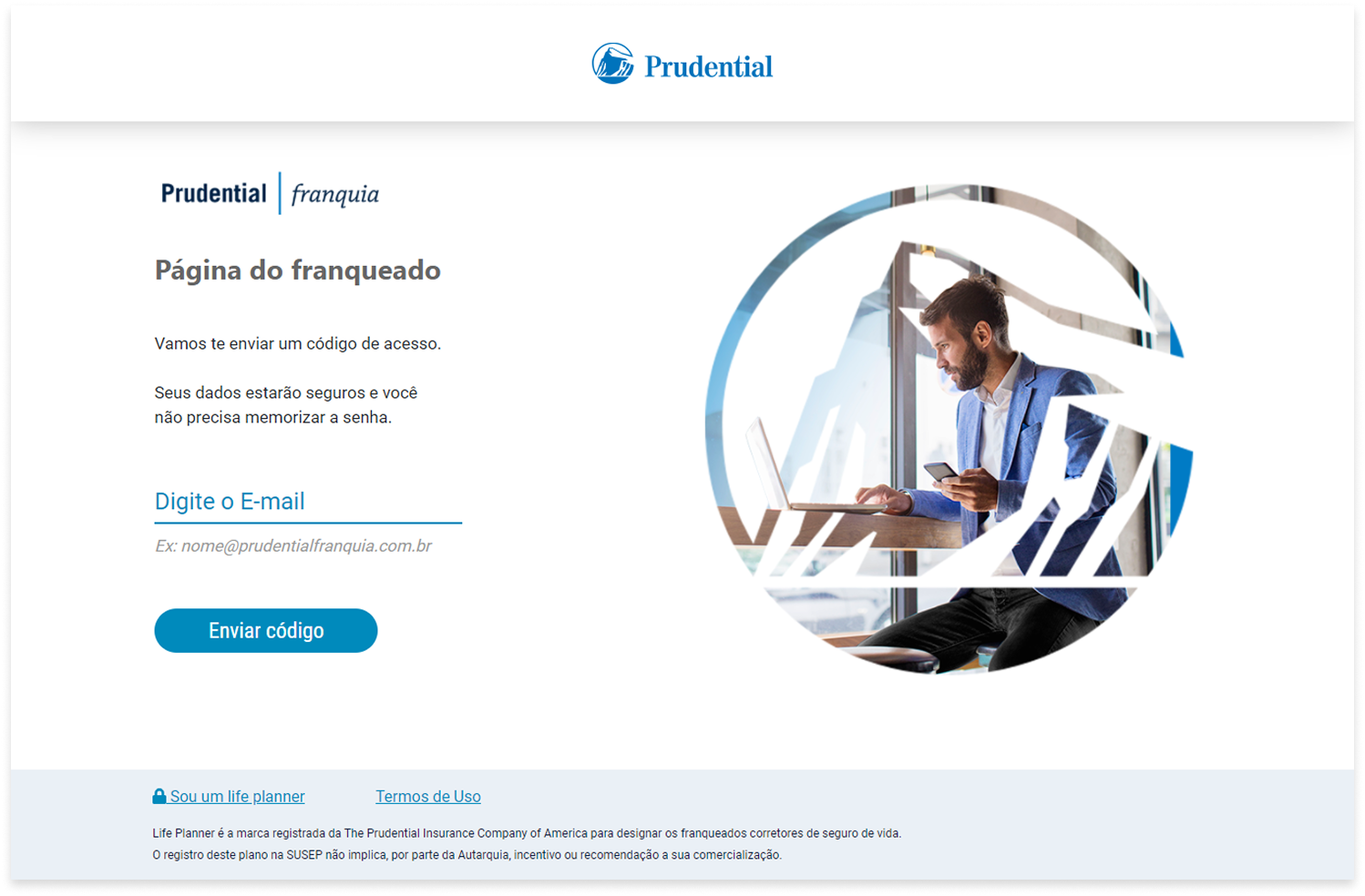 Login da página do franqueado