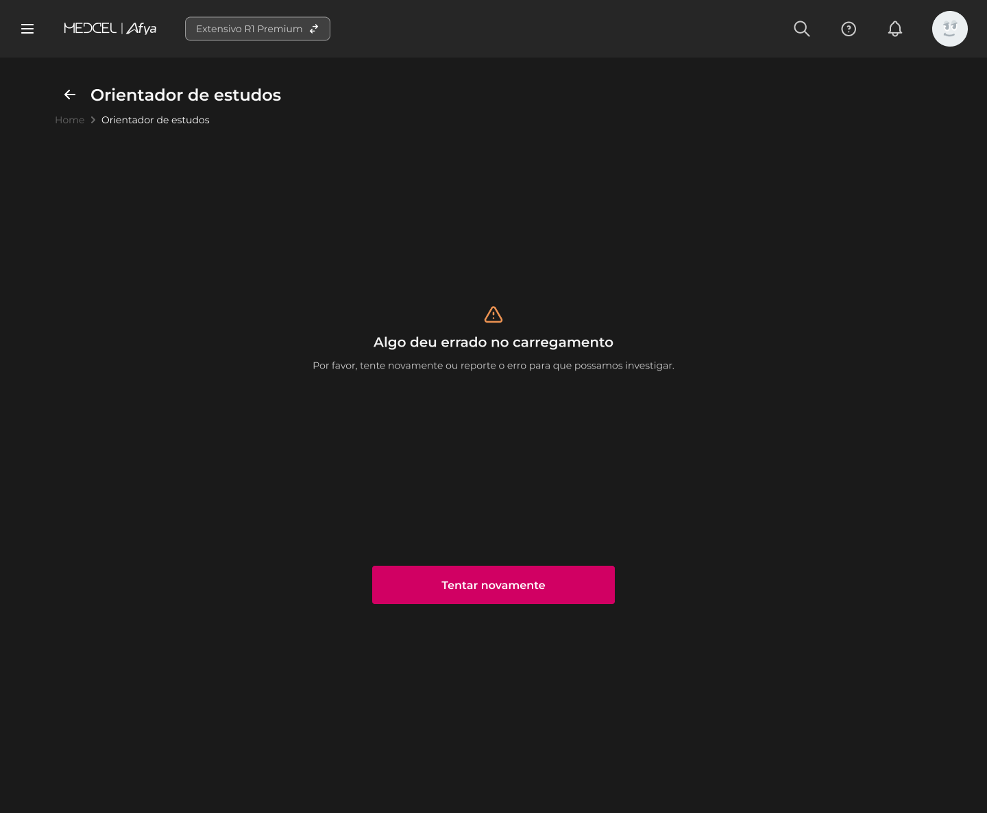 Estado de erro – Horário indisponível